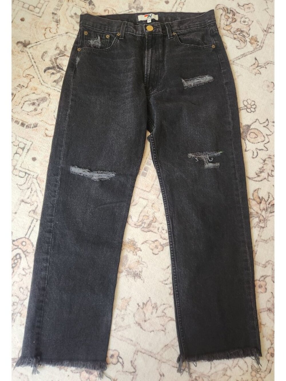 Aviator Nation Women's Sz. 28 Black Ripped Raw Hem Denim Jeans